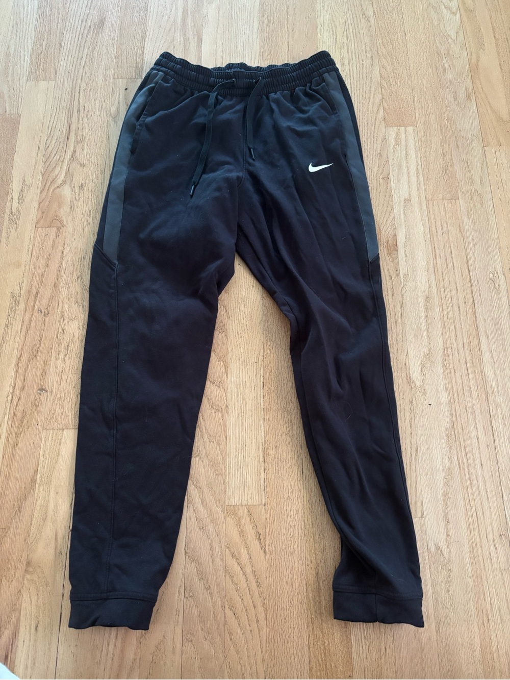 Nike Black Track Joggers with Gray Side Panels